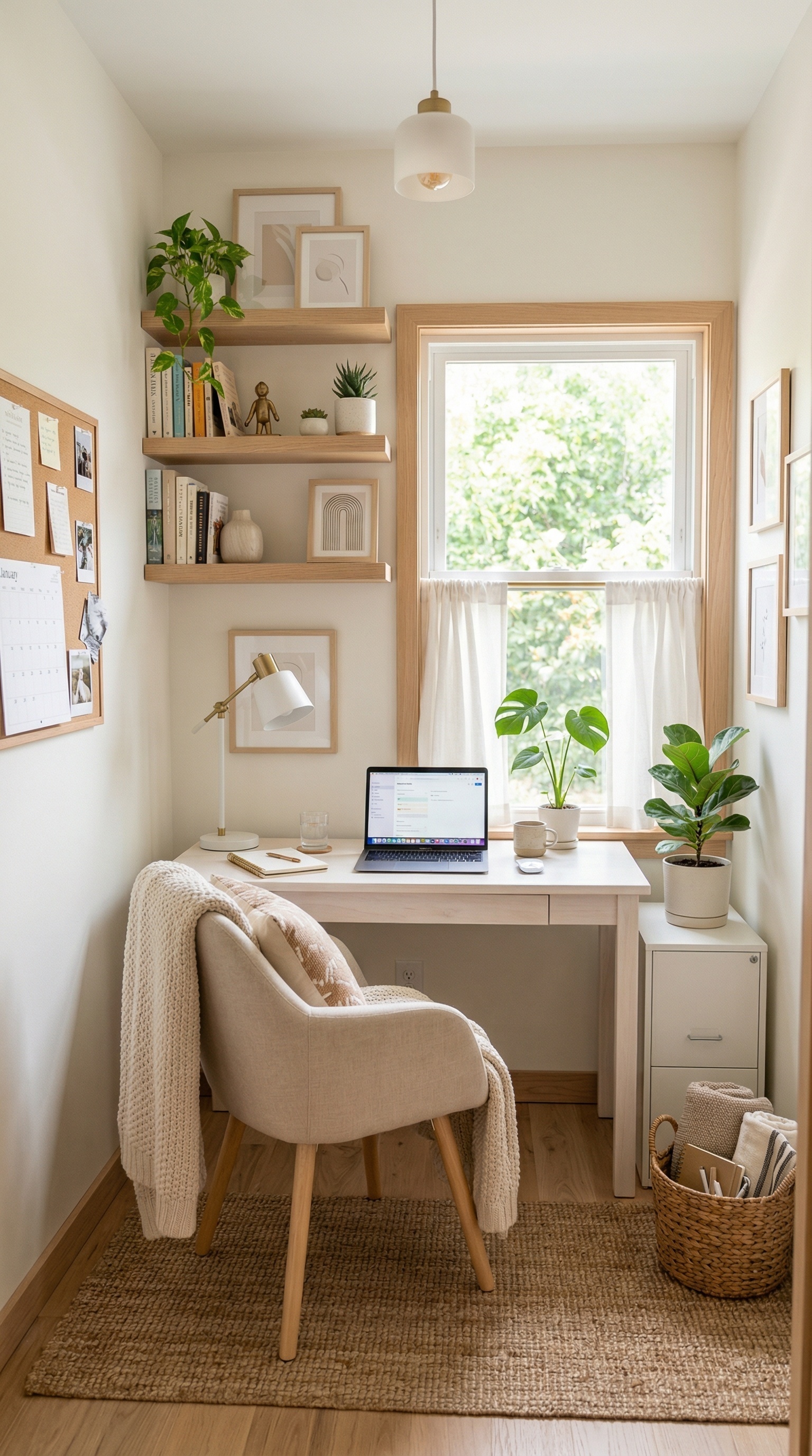 Small Neutral Home Office Ideas That Feel Calm & Cozy