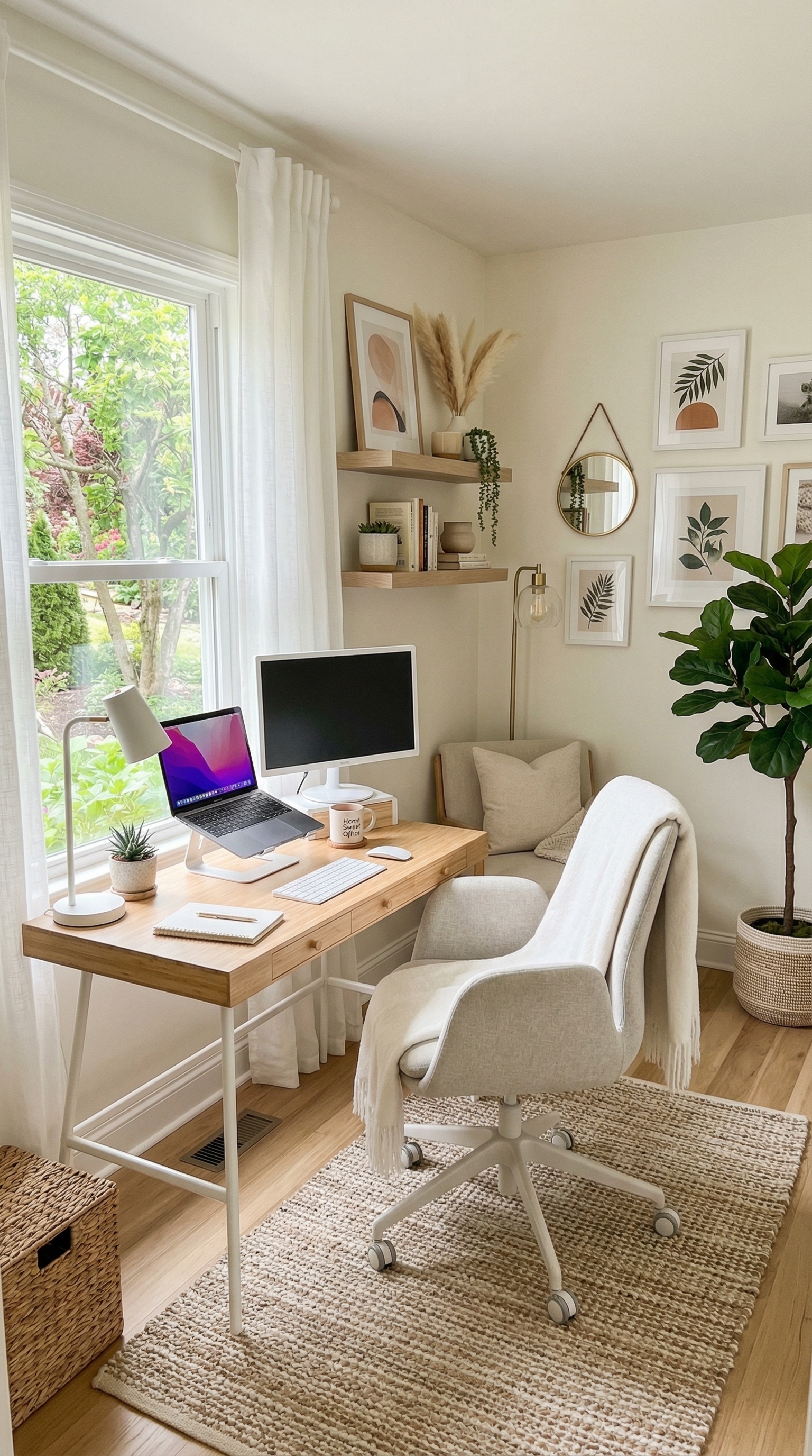 Cozy Neutral Home Office Ideas for a Calm Workspace