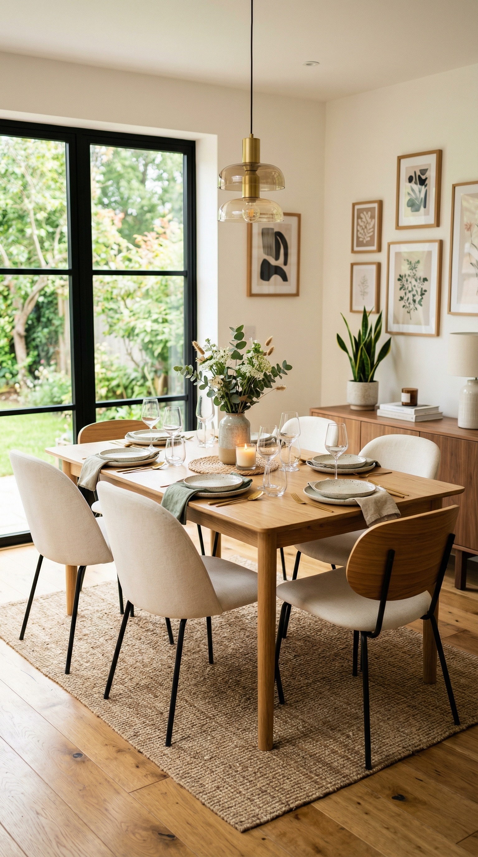 Modern Organic Dining Room Ideas with Warm Wood & Neutral Decor