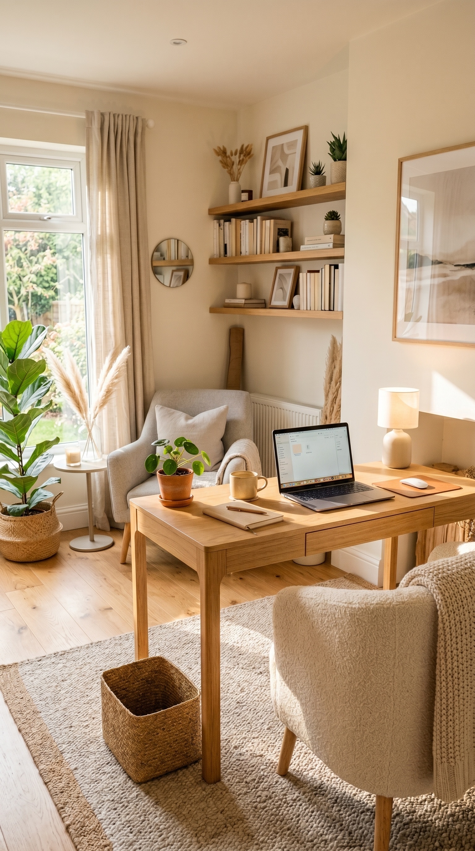 Cozy Neutral Home Office Ideas for a Calm & Stylish Workspace