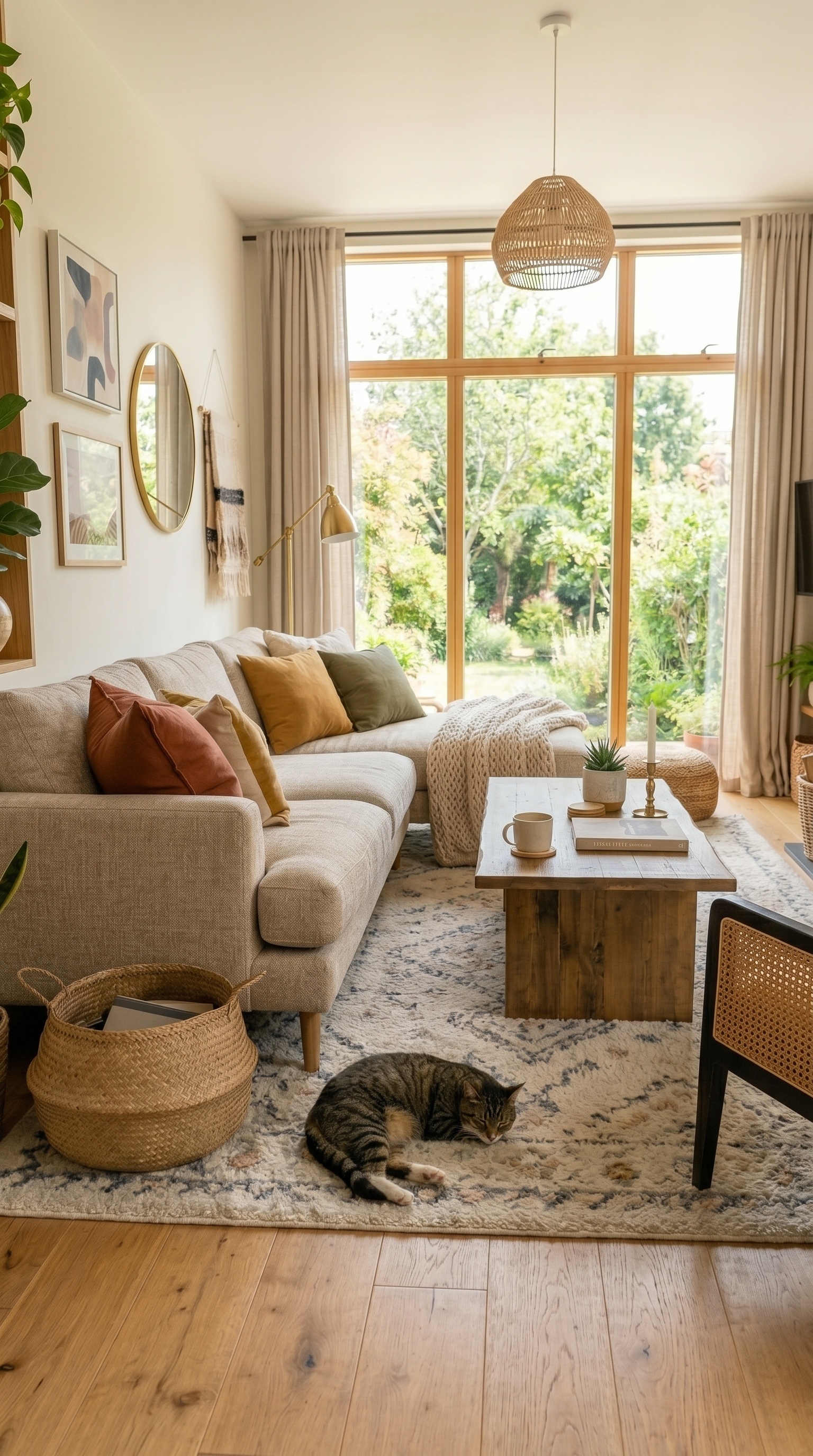 Cozy Family Living Room Ideas | Warm Neutral Living Room with Scandinavian Style