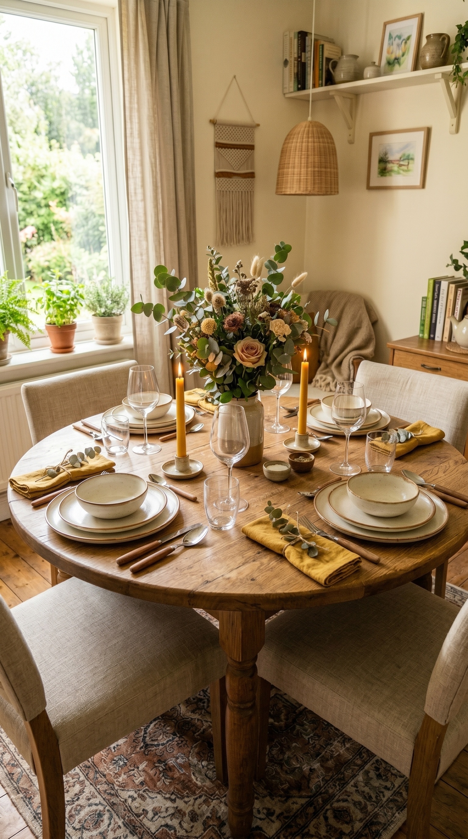 Cozy Neutral Dining Room Ideas | Warm Scandinavian Table Setting Inspiration