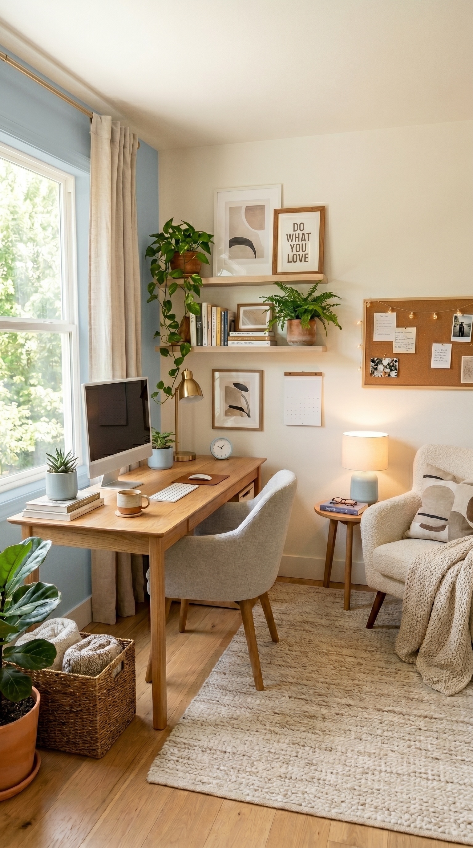 Minimalist Home Office Ideas | Warm Neutral Workspace Decor Inspiration