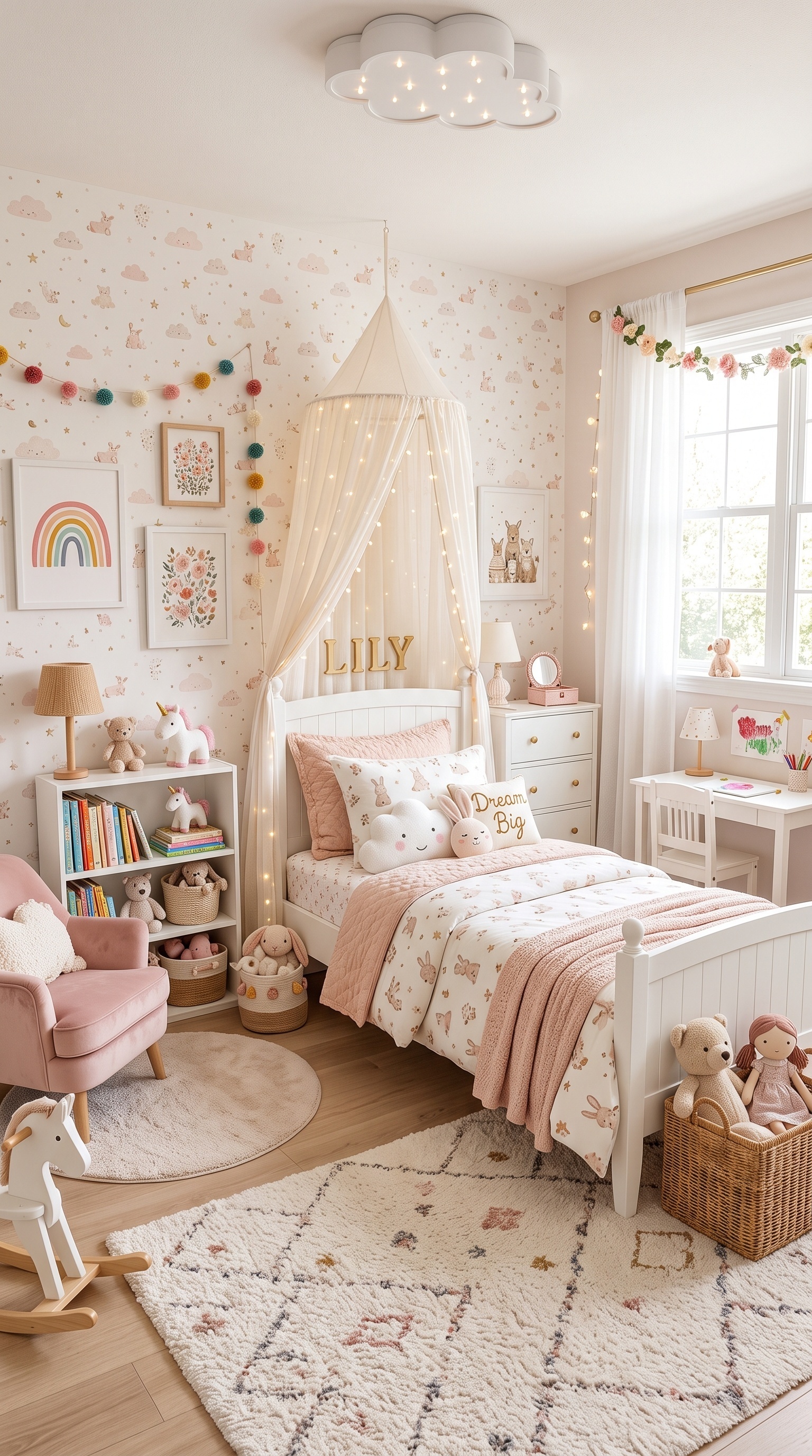 Modern Cozy Pink Girl Bedroom Furniture Ideas