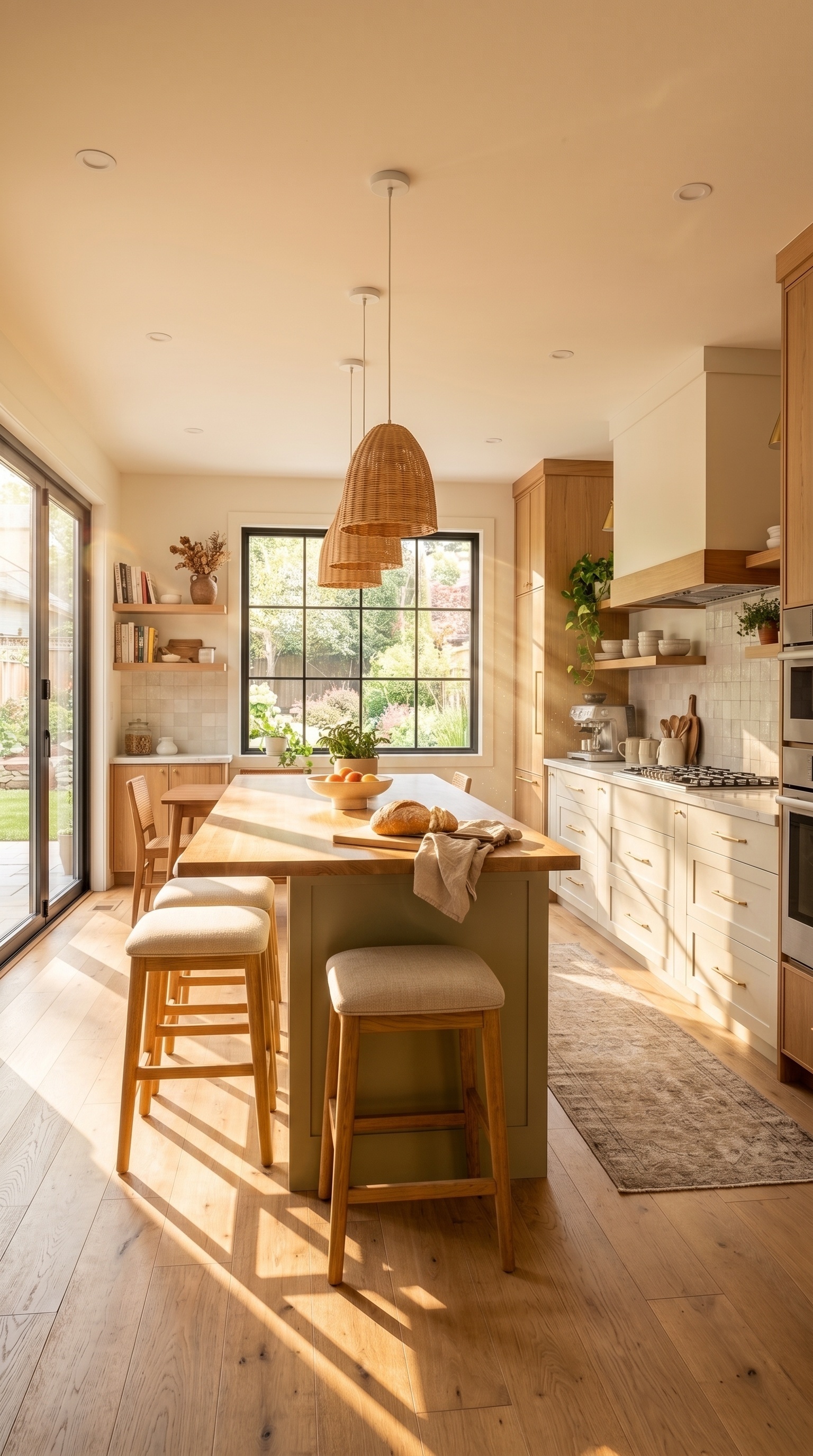 Warm Modern Kitchen Furniture Ideas with Wood Island 